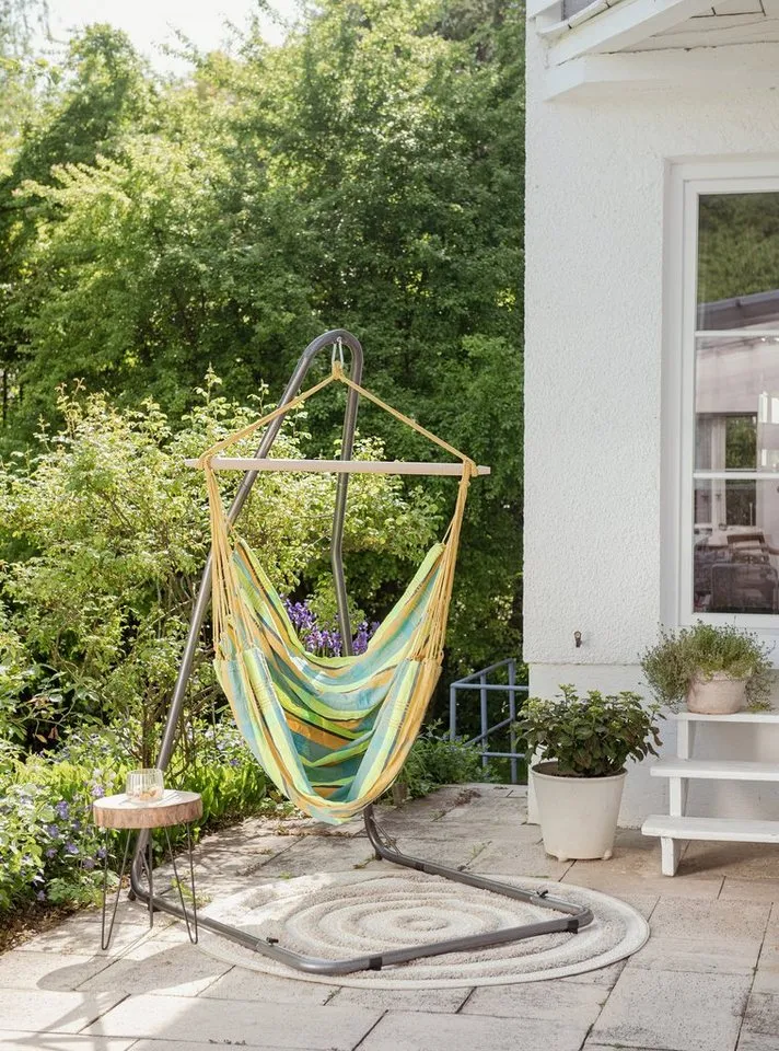 amazonas amazonas Hängesessel Brasil KingSize Hängestuhl (Belastbarkeit 150 kg, Handgefertigt, aus recycelten Materialien), Große Sitzfläche, Gelb, – Produktbild 4 von 5
