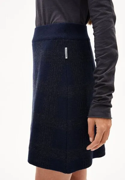 ARMEDANGELS ARMEDANGELS DARLAA CHECK Damen Strickrock aus Bio-Woll Mix, Night sky-steel melange, – Produktbild 3 von 4