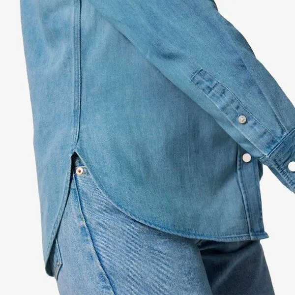 YTWOO YTWOO Damen-Jeansbluse aus Bio-Baumwolle, Light wash, – Produktbild 3 von 4