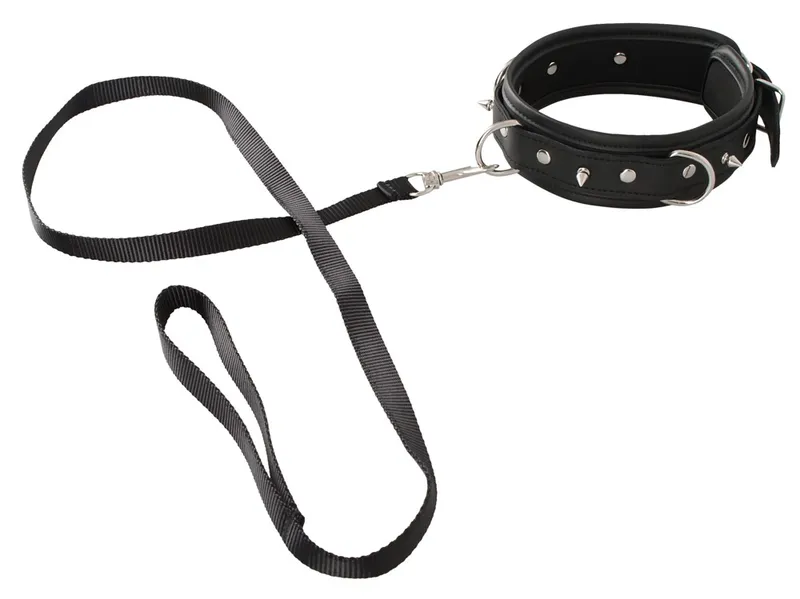 Vegan Fetish Halsfessel plus abnehmbare Leine, Schwarz, – Produktbild 2 von 5