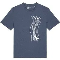 ilovemixtapes ilovemixtapes Wellenwall T-Shirt Unisex – Dark Heather Blue – Bio Baumwolle – Relaxed Fit – Handdruck in Weiß – Fair & Vegan – Produktbild 1 von 1