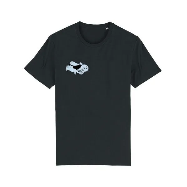 Spangeltangel Spangeltangel T-Shirt bedruckt, "Vogel", nachhaltig, Biobaumwolle, Brustprint, unisex, bio, Tiere, Vogel,, Schwarz, – Produktbild 1 von 3