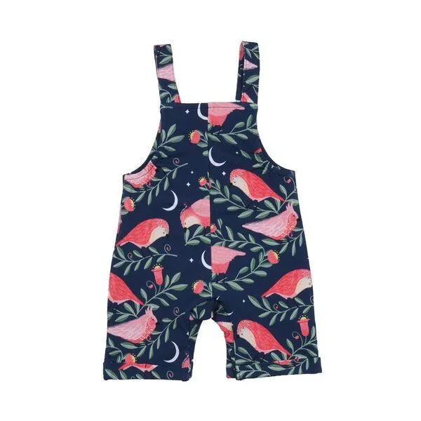 Walkiddy Latzstrampler Dunkelblau Rosa Vögel-Allover Bio-Baumwolle GOTS – Walkiddy – Produktbild 2 von 2