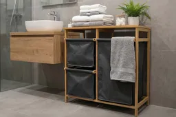 riess-ambiente Wäschekorb LAGOON SPA 70cm natur/grau – Bambus-Massivholz, 3 Wäschebeutel, FSC (Einzelartikel, 1 St), Wäschesammler mit ausziehbaren Säcken – ideal für vorsortierte Wäsche – Produktbild 1 von 1