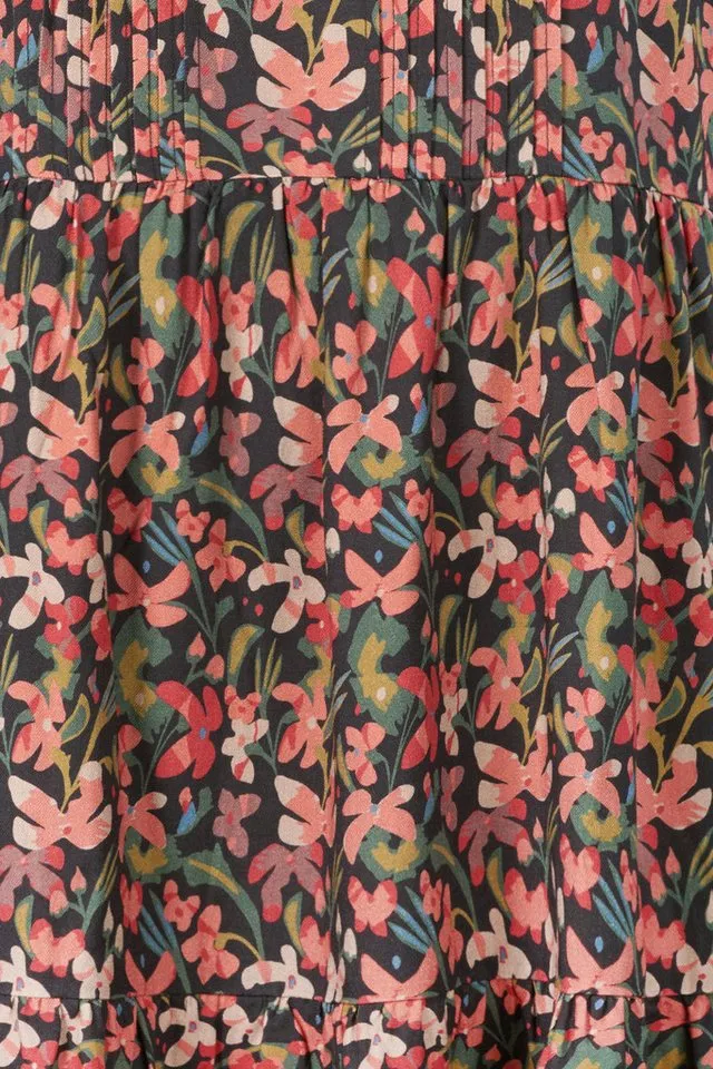 Himalaya Clothing Midikleid Verspieltes Kleid Damen mit Allover-Print aus hochwertiger Viskose Komfortables Blusenkleid langarm mit Muster, Rosa, – Produktbild 3 von 5