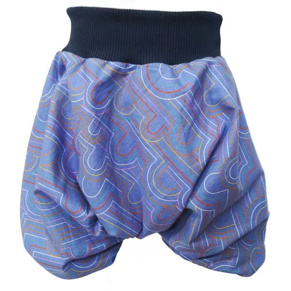 liebewicht liebewicht kurze Pumphose Sommerhose gemustert aus Biobaumwolle, Blau gemustert/blau, – Produktbild 1 von 4