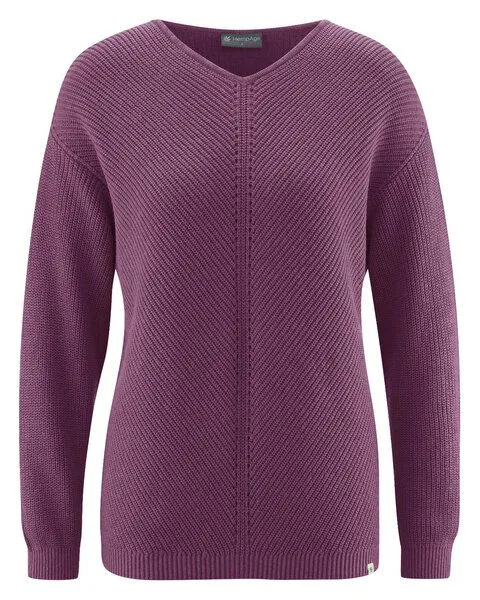 HempAge HempAge Zeitloser Pullover Hanf/Biobaumwolle, Purple (lila), – Produktbild 1 von 4