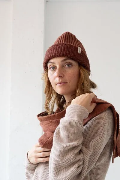 TIRALAHILACHA TIRALAHILACHA Tao chunky wool beanie in two-tone Women, Rot, – Produktbild 1 von 4