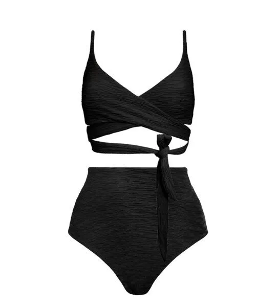 Anekdot Anekdot Bikini Set Jacquard Lin Top + Core High Slip, Schwarz, – Produktbild 1 von 2