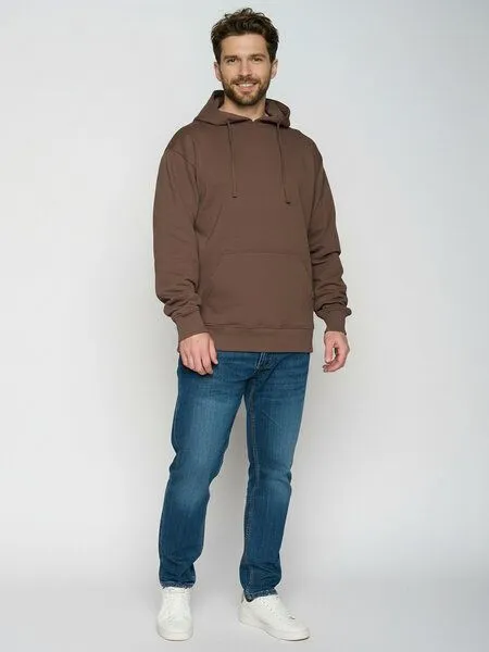 GreenBomb GREENBOMB Basic Joy - Gemütlicher Hoodie aus Bio-Baumwolle / GOTS / Fair & Vegan, Braun (earth wood), – Produktbild 3 von 4