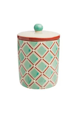 Tranquillo Tranquillo Badorganizer Steinzeug Aufbewahrungsdose RETRO FLAIR Ø8x12 cm spülmaschinengeeignet (Einzelartikel, Einzelne Aufbewahrungsdose mit Deckel, kein Set), Dekorative Dose mit Deckel im Retro-Look – Produktbild 1 von 1