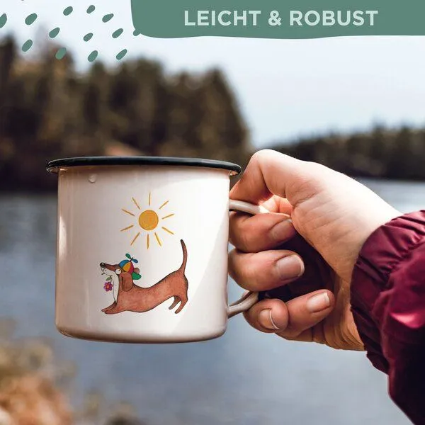 LIGARTI Emaille Tasse – Dackelduo – LIGARTI Tiermanufaktur – Produktbild 4 von 4