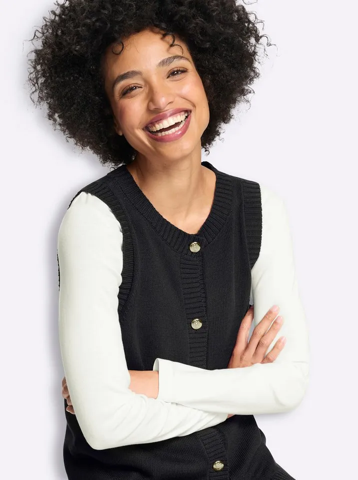 heine heine Strickweste Strickweste Ärmellos Feinstrick, Schwarz, – Produktbild 5 von 5