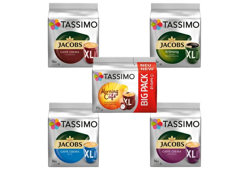 Tassimo Tassimo Kaffee T DISC Vielfaltspaket XL 5 Sorten Morning Café Mild Crema Intenso, 713 g, (Packung, 5er Pack) – Produktbild 2 von 5
