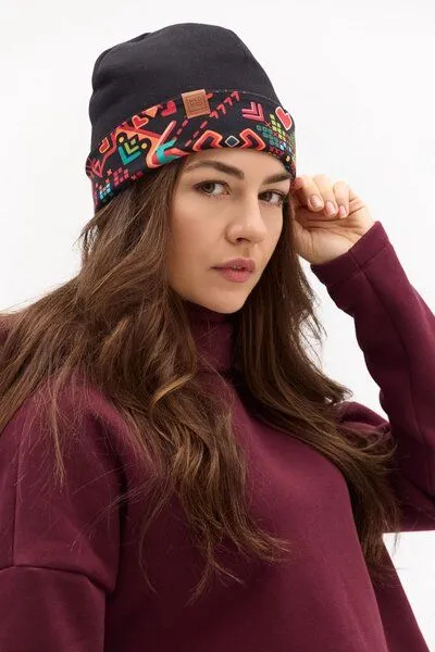 KOKOworld Mütze Twins – Klassische Beanie – Beidseitig – Warm – Fair produziert in EU – KOKOworld, Black telar (mehrfarbig), – Produktbild 3 von 4