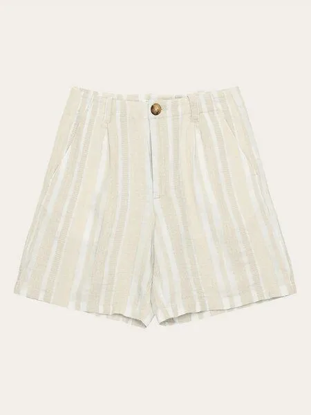 KnowledgeCotton Apparel KnowledgeCotton Apparel Posey Woven Shorts - beige stripe, Natural, – Produktbild 2 von 4