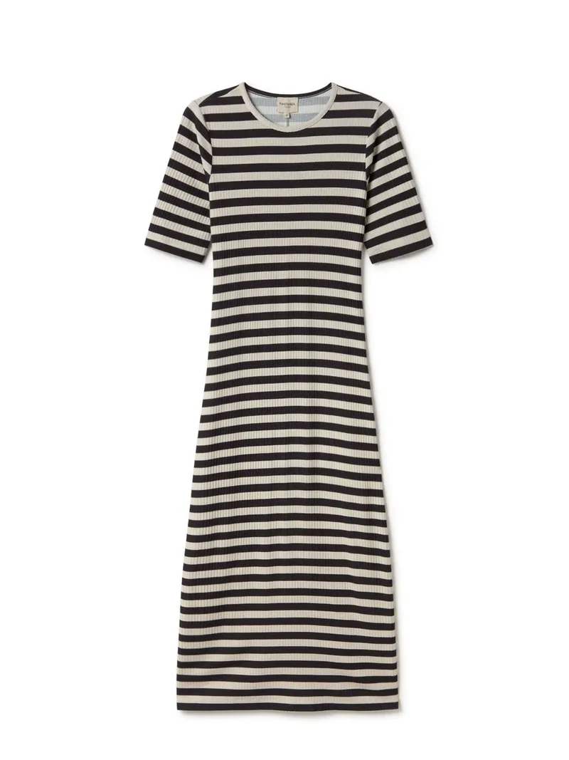 TWOTHIRDS TWOTHIRDS Damen vegan Kleid Cobh Black Stripes, Schwarz, – Produktbild 2 von 2