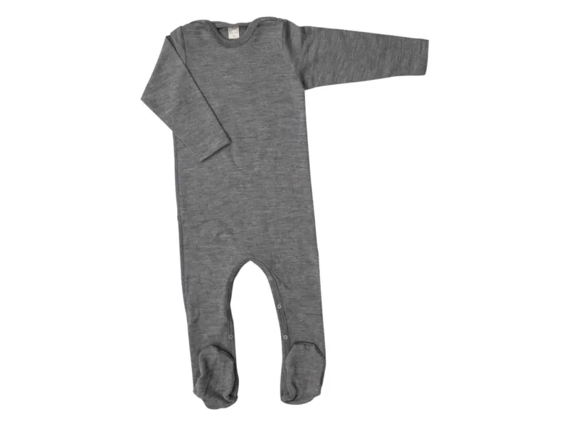 Lilano Lilano Baby Strampler mit Fuß Wolle Seide melange-grau Gr.62, Grau, – Produktbild 1 von 2