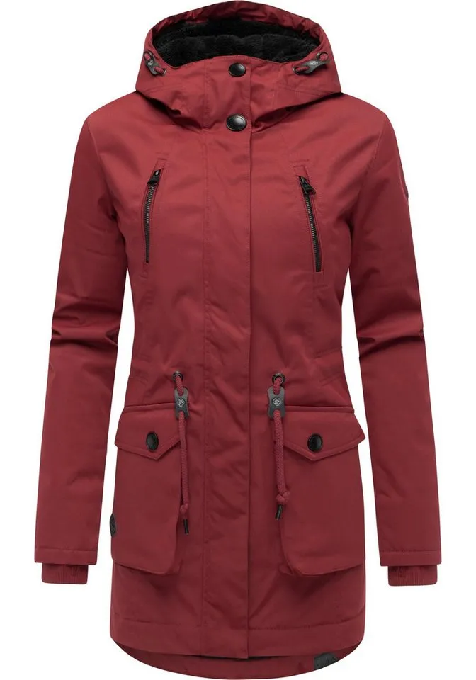 ragwear ragwear Kurzmantel Ellsa YOUMODO Winterparka mit auffälligen Taillenzugkordeln und Kapuze, Rot, – Produktbild 2 von 4