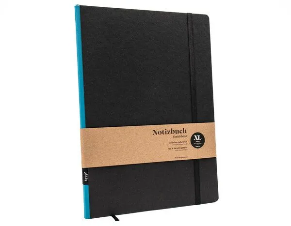 tyyp Skizzenbuch DIN A4 schwarz – nachhaltig 100% Recyclingpapier (Blauer Engel) – handmade in Germany – Klassik Schwarz by tyyp, Black, – Produktbild 1 von 6