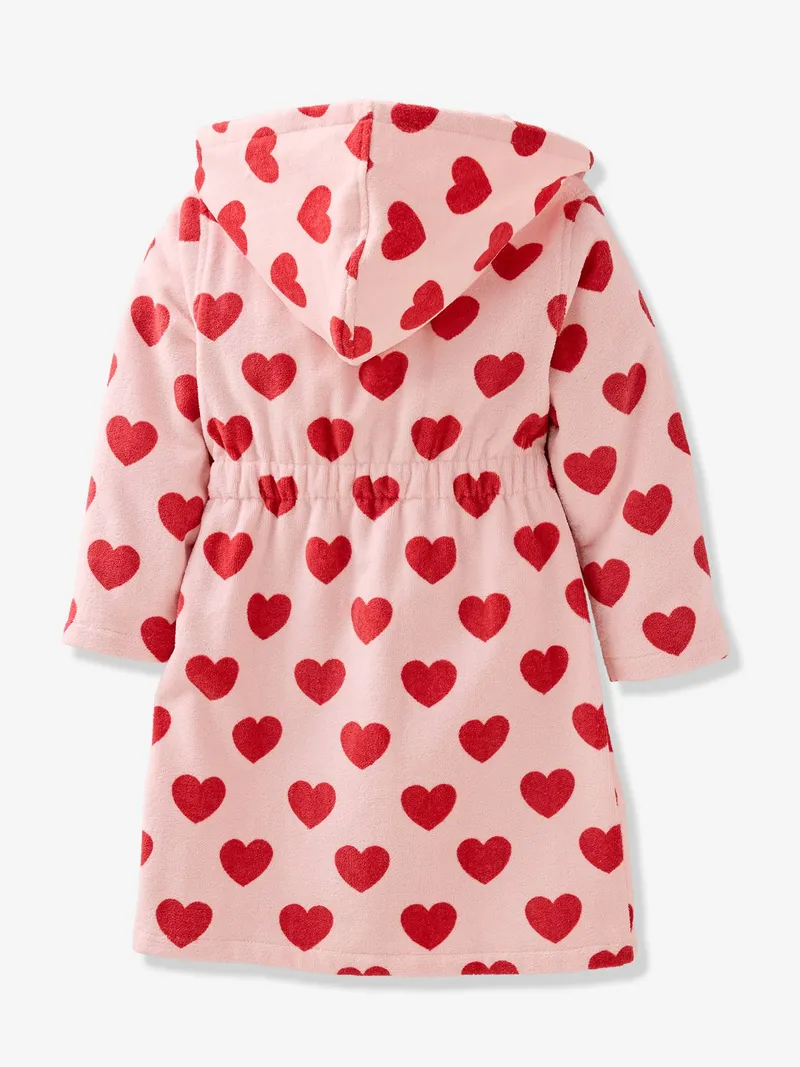 Vertbaudet Kinder Bademantel mit Herz-Print, Rosa bedruckt, – Produktbild 4 von 4