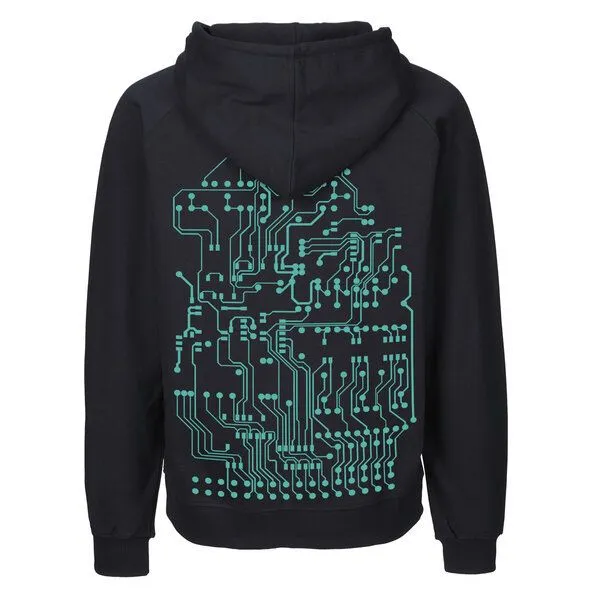 HANDGEDRUCKT HANDGEDRUCKT "Vernetzt" Männer Zip Hoody aus reiner Biobaumwolle (kbA), Navy, – Produktbild 1 von 4