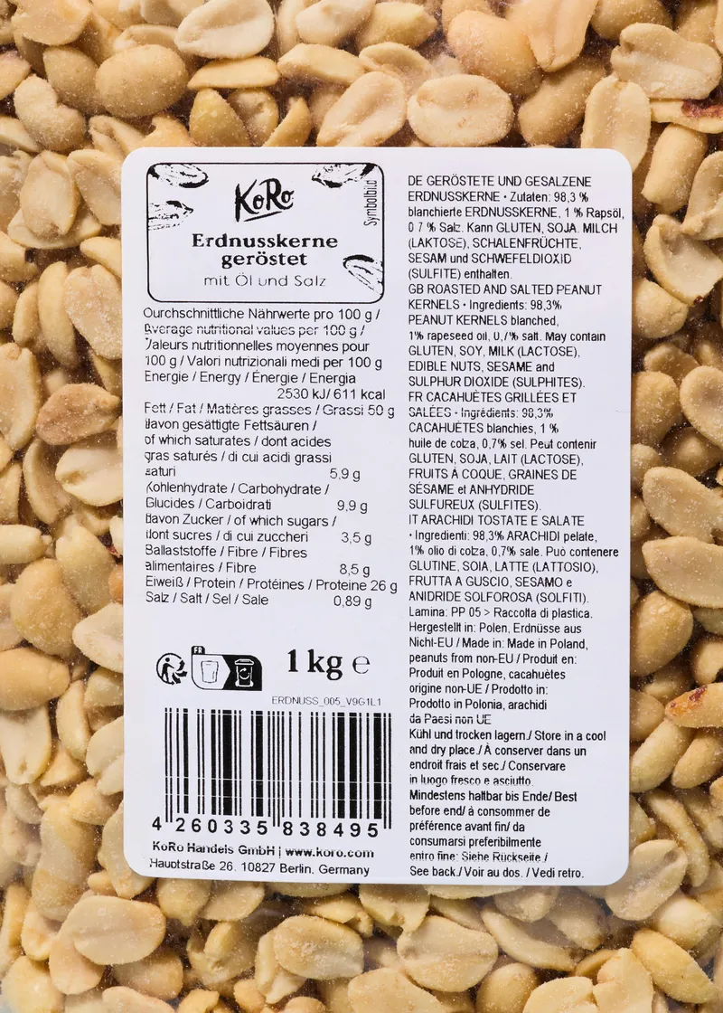 KoRo Geröstete Erdnusskerne mit Salz und Öl 10 x 1 kg – Produktbild 4 von 5