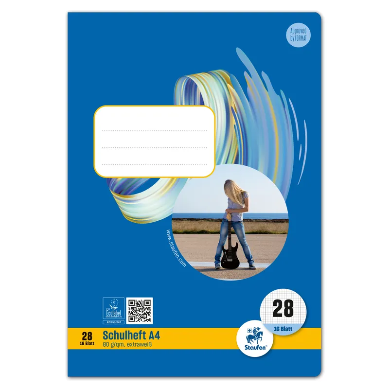 Staufen Staufen Schulheft Style DIN A4 kariert mit Rand innen/außen Lineatur 28 16 Bl. – Produktbild 1 von 2