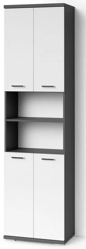 byLIVING Hochschrank Nebraska Breite 50 cm, Badezimmerschrank mit Metallgriffen, viel Stauraum, Grau, – Produktbild 4 von 5