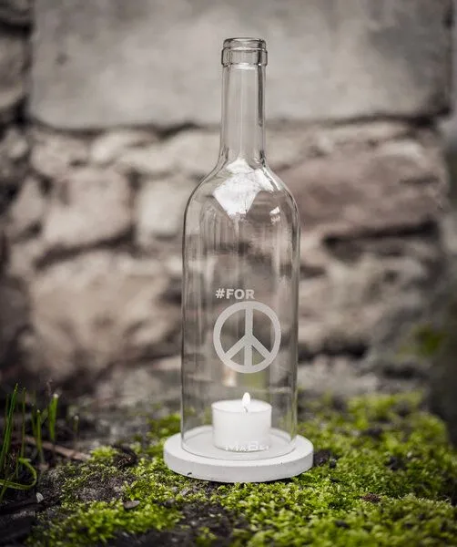 MaBe MaBe WINDLICHT #FOR PEACE mit Betonuntersetzer, Transparent, – Produktbild 3 von 4