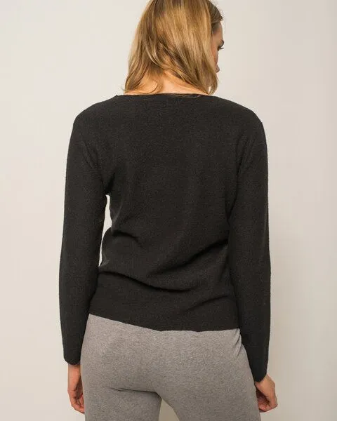 Alma & Lovis Alma & Lovis Pullover in Walkstoff aus reiner Bio-Wolle | Walk Sweater, Raven (schwarz), – Produktbild 3 von 4