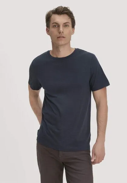 hessnatur hessnatur Wollshirt Regular aus reiner Bio-Merinowolle, Marine, – Produktbild 1 von 4