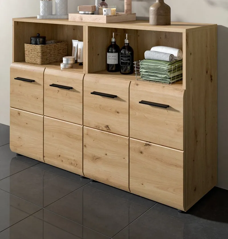 Inn.Furn Badkommode Cover (Spar-Set, 2x Kommode in Eiche Artisan, 120 x 80 cm), einzeln oder als Doppelkommode, Beige, – Produktbild 2 von 5