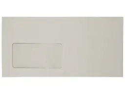 15 Briefumschläge DIN lang, grau, Haftklebung, mit Fenster – Produktbild 1 von 1