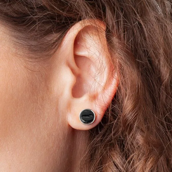 ALEXASCHA ALEXASCHA Edelstahl Ohrstecker mit Glasstein | Silber, Onyxschwarz, – Produktbild 3 von 4