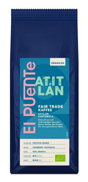 El Puente El Puente Atitlan - Bio-Kaffee gemahlen 250 g | Fair Trade | Bio-zertifiziert | Vegan | Glutenfrei, Mehrfarbig, – Produktbild 1 von 1