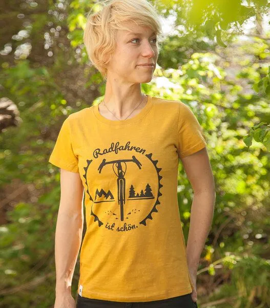 päfjes päfjes Radfahren ist schön - Gravel - Frauen T-Shirt - Fair aus Baumwolle Bio, Gelb, – Produktbild 1 von 4