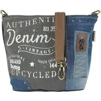 Sunsa Sunsa Umhängetasche aus recycelter Jeans & Canvas. Nachhaltige Crossbody mit Vintage Motiv – Produktbild 1 von 1