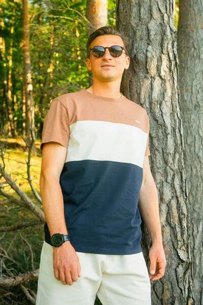 DIRTS dirts Color Block T-Shirt, Chocolate malt - oat milk - navy, – Produktbild 2 von 4