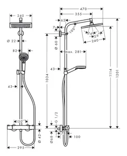 Hansgrohe Hansgrohe Duschsystem Crometta E Showerpipe, Höhe 120.1 cm, 240 1jet mit Thermostat – Produktbild 1 von 1
