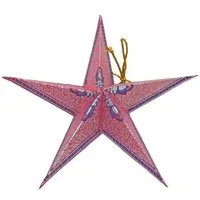 BAGHI BAGHI Dekosterne Set mit 5 Stck. aus handgeschöpftem und handbedrucktem Seidelbastpapier faltbar, Rosa-lila, – Produktbild 1 von 1