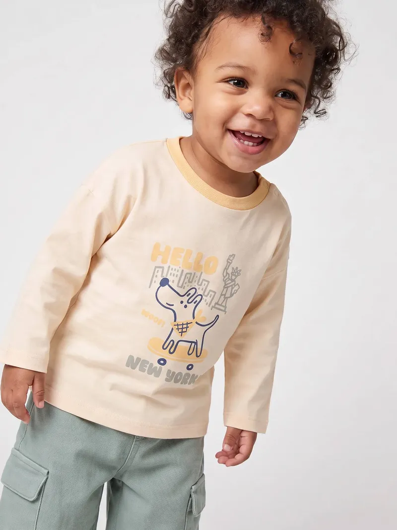 Vertbaudet Shirt mit Druckknöpfen an der Schulter Baby vanille, Vanille, – Produktbild 2 von 4