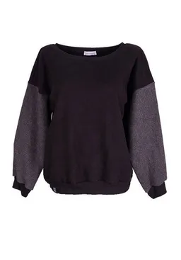Lena Schokolade Lena Schokolade Baumwoll-Fleece Pullover schwarz-anthrazit aus Bio-Baumwolle – Produktbild 1 von 1