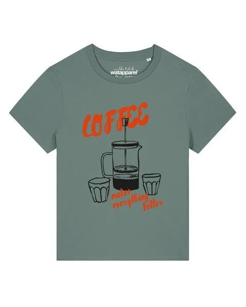 watapparel watapparel T-Shirt Frauen Coffee makes everything better, Green bay, – Produktbild 1 von 2