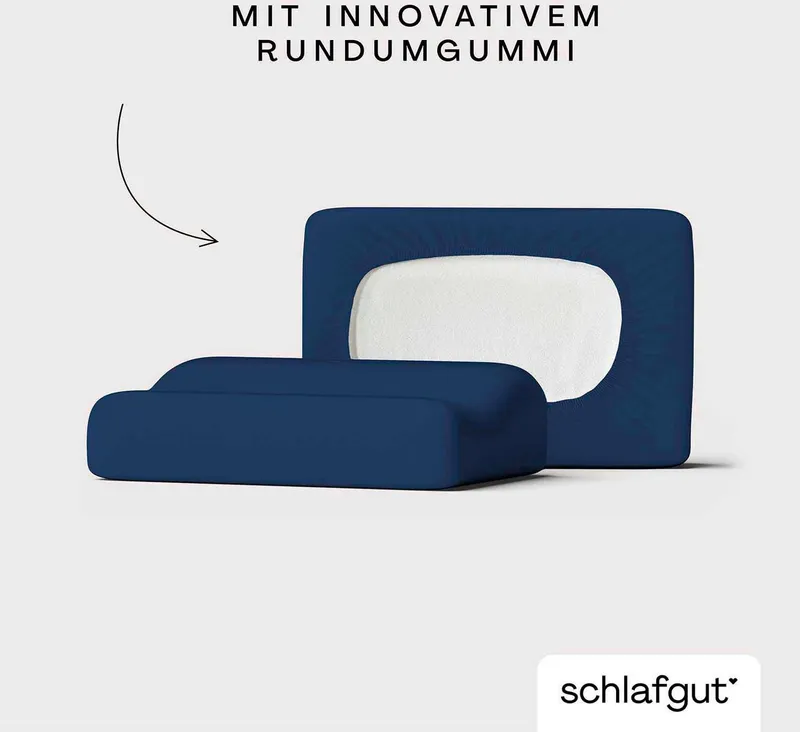 Schlafgut Schlafgut Kissenbezug Pure flexibler Kissenbezug für Nackenstützkissen, (1 Stück), Bio-Baumwolle mit Elasthan, mit Gummizug, bügelfrei, Blau, – Produktbild 1 von 5