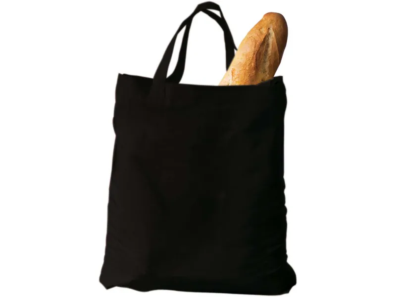 Baumwoll-Tragetaschen, schwarz 38x42 cm mit zwei kurzen Henkeln – Produktbild 2 von 2