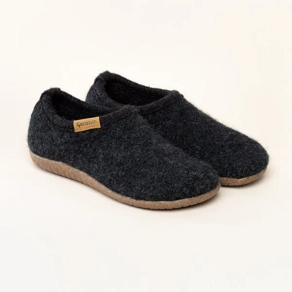 Gottstein Gottstein Filz-Hausschuh Alpine Midcut - Damen & Herren Pantoffel aus 100% Schurwolle mit Komfort-Einlagesohle, Schwarz, – Produktbild 1 von 4