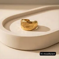 ELEKTROPULLI ELEKTROPULLI Größenverstellbarer Hammered Ring, Gold, – Produktbild 1 von 1