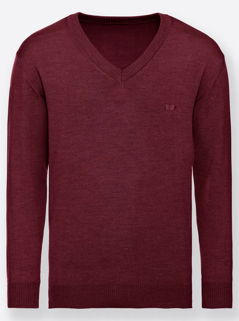 marco donati V-Ausschnitt-Pullover, Bordeaux, – Produktbild 2 von 2