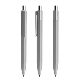 prodir prodir® Druckkugelschreiber DS4 PMM Push, blaue Mine, delfingrau/silber poliert, Grau / silber, – Produktbild 1 von 1